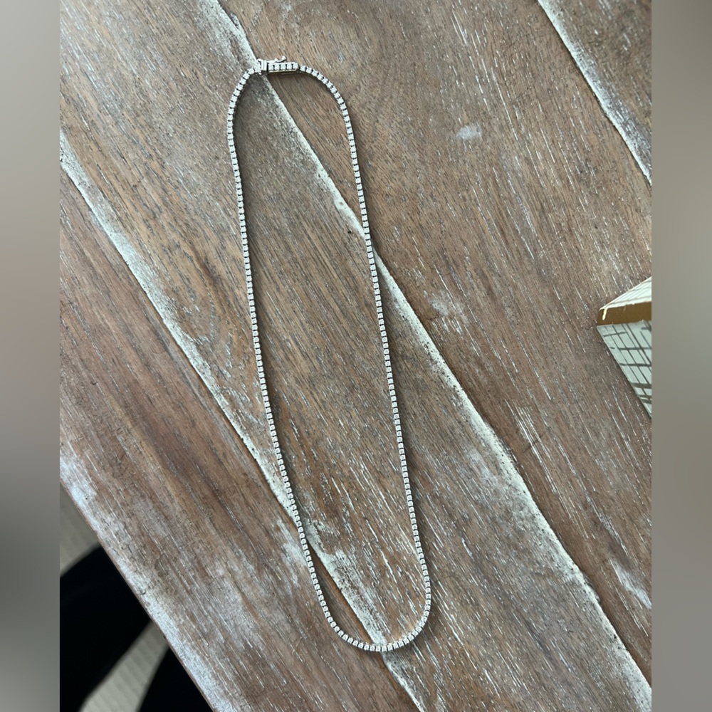 14k white gold diamond tennis necklace